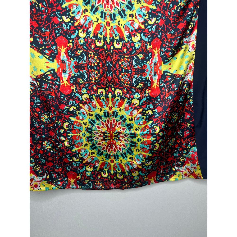 KUT from the Kloth Sleeveless Blouse Navy Lace Multicolor Print Sz L Boho Artsy - Picture 3 of 8